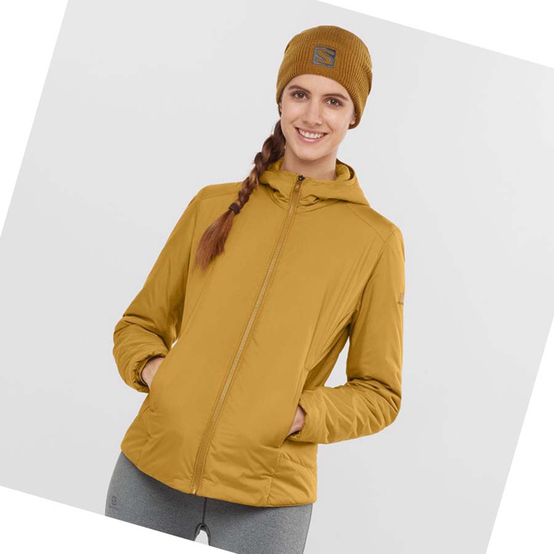 Women's Salomon OUTRACK INSULATED Jackets Yellow | 32175-QAVC