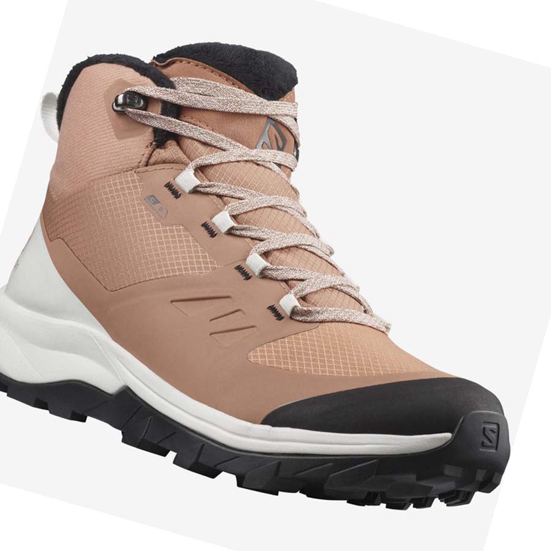 Women's Salomon OUTSNAP CLIMASALOMON™ WATERPROOF Winter Boots Beige | 37851-IVTL