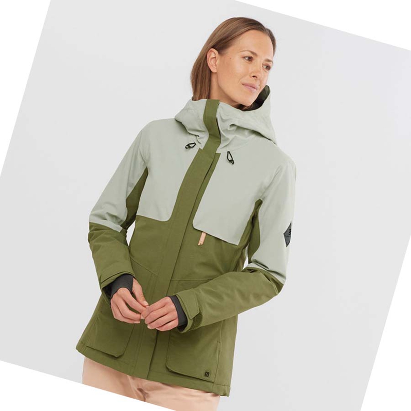 Women's Salomon PROOF LIGHT Ski Jackets Olive | 07185-TMPY