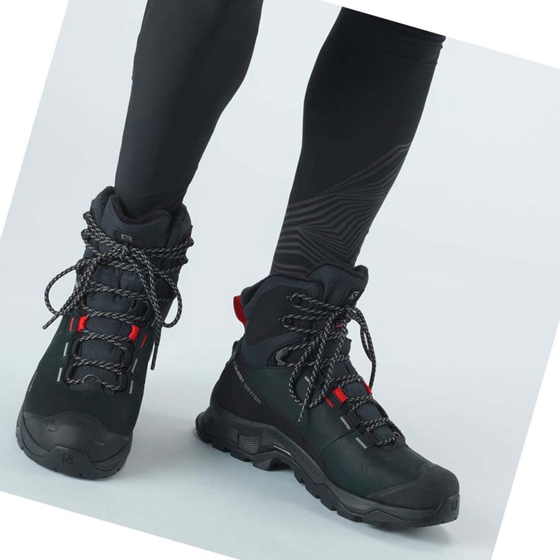 Women's Salomon QUEST WINTER THINSULATE™ CLIMASALOMON™ WATERPROOF Winter Boots Black | 19478-MOAN