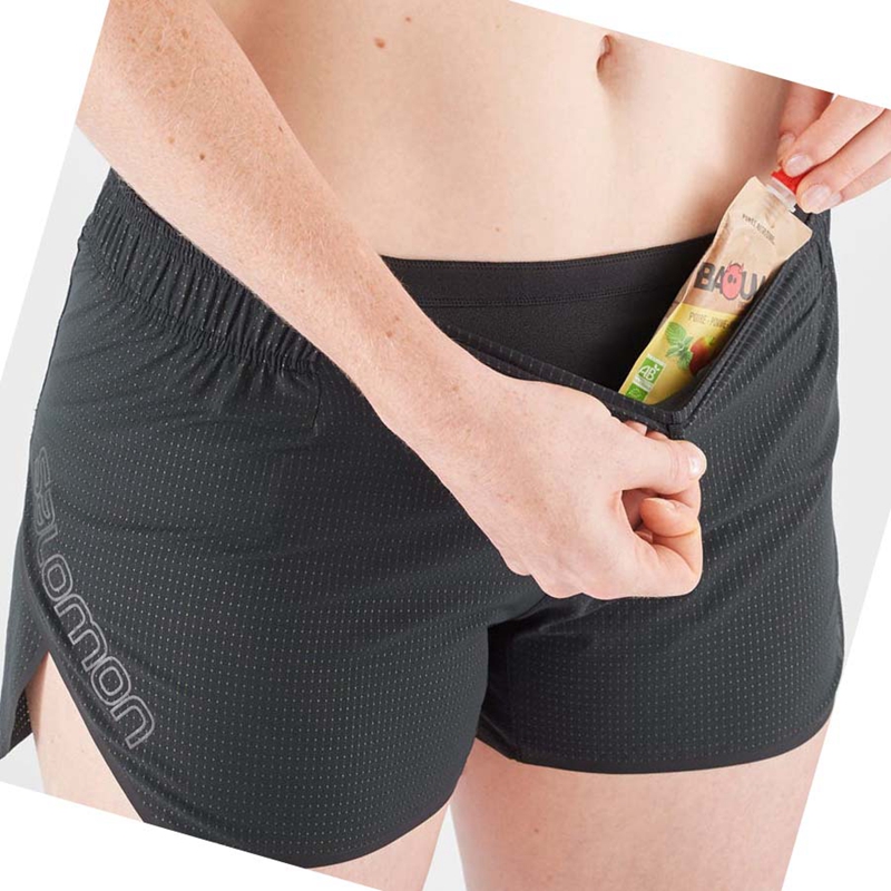 Women's Salomon SENSE AERO 3'' Shorts Black | 01942-PQJH