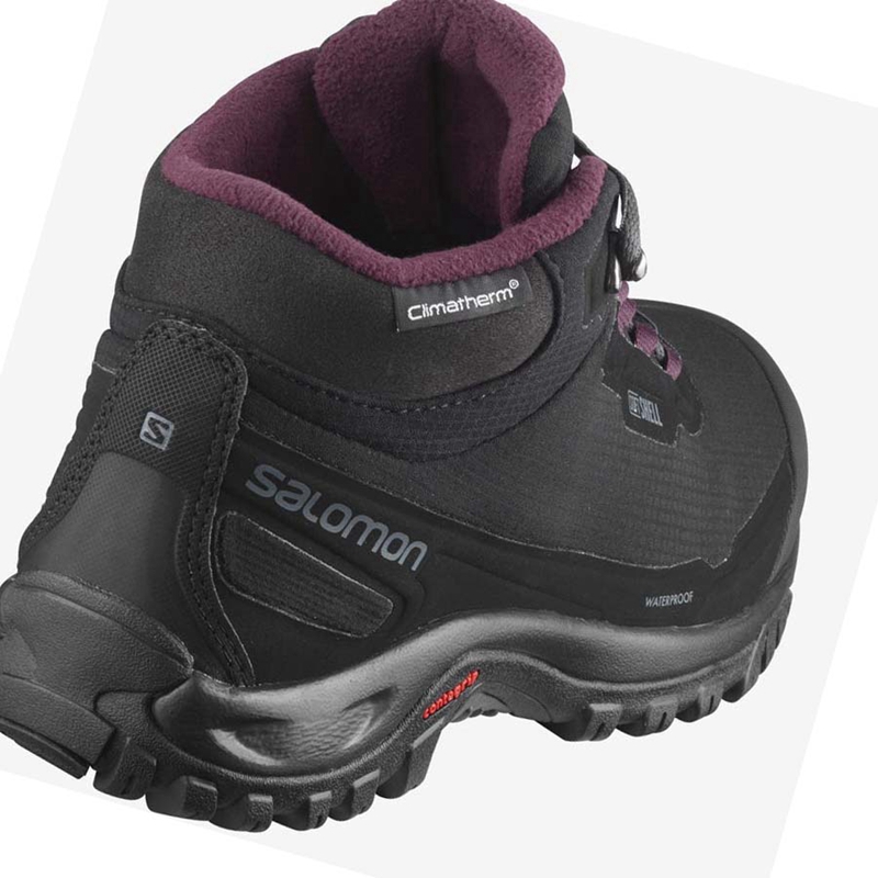 Women's Salomon SHELTER CLIMASALOMON™ WATERPROOF Winter Boots Black | 18072-VTRZ