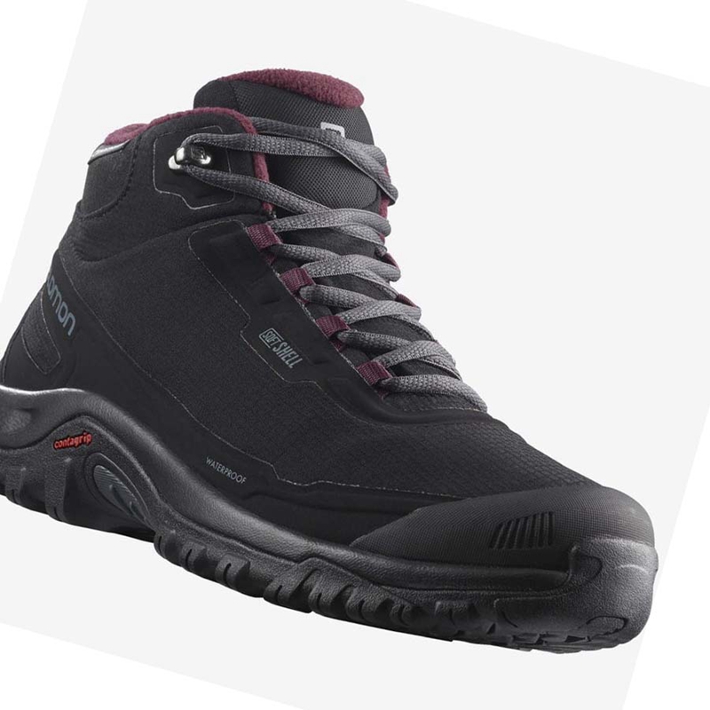 Women's Salomon SHELTER CLIMASALOMON™ WATERPROOF Winter Boots Black | 18072-VTRZ