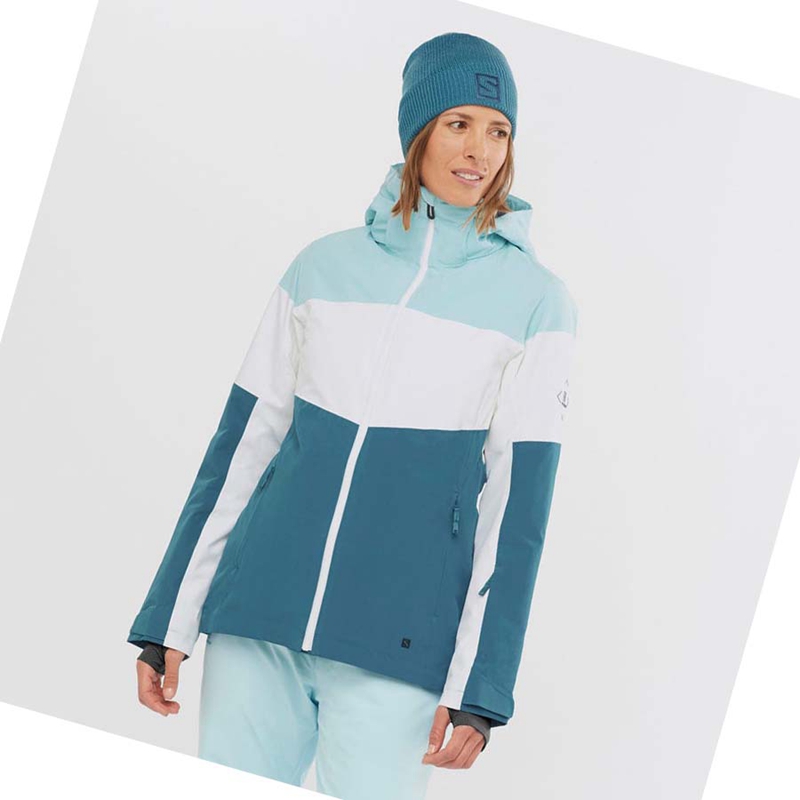 Women's Salomon SLALOM Ski Jackets Blue | 26178-DXNH