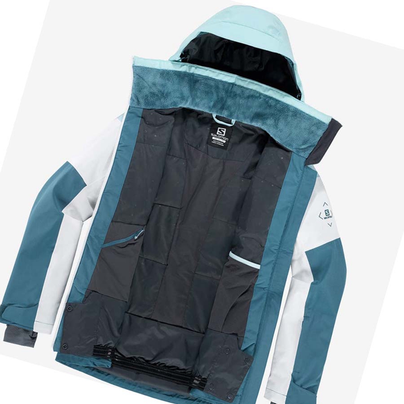 Women's Salomon SLALOM Ski Jackets Blue | 26178-DXNH