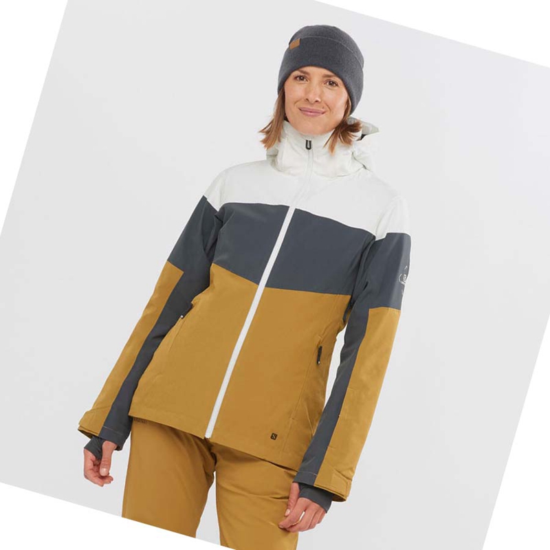 Women's Salomon SLALOM Ski Jackets Brown | 74962-LYKH