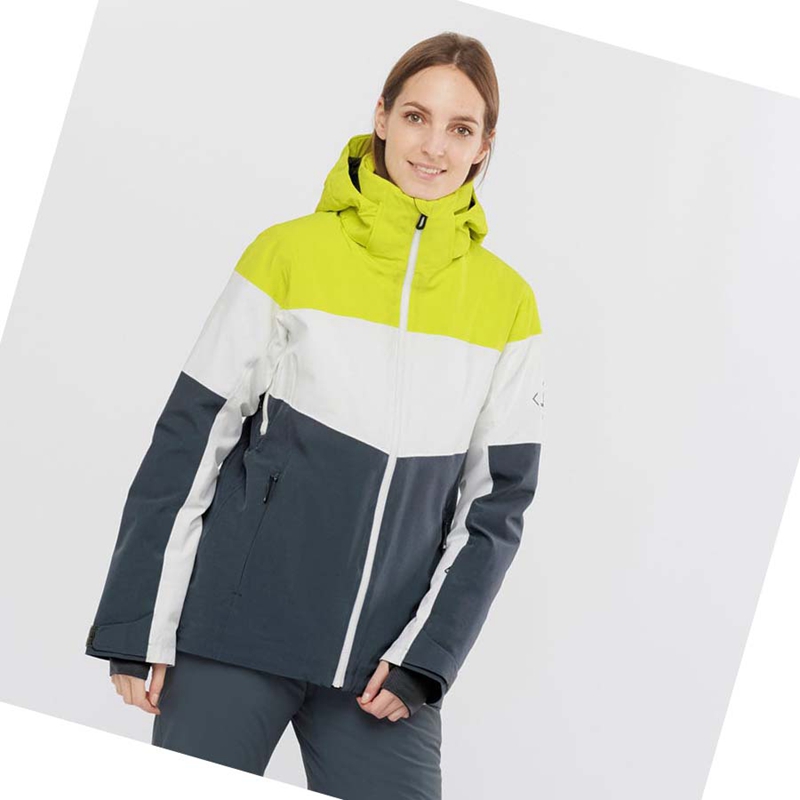 Women's Salomon SLALOM Ski Jackets Green | 51982-WTFB