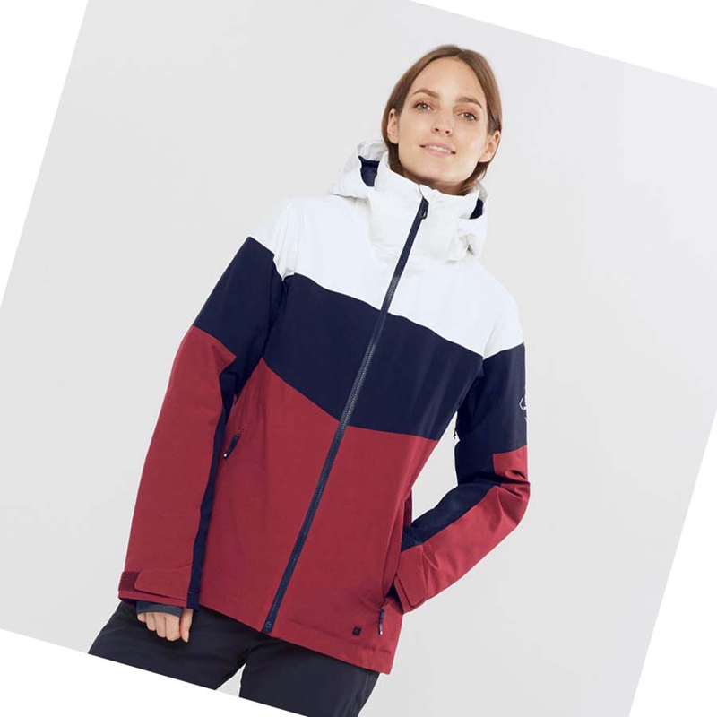 Women's Salomon SLALOM Ski Jackets Red | 41925-XUWE