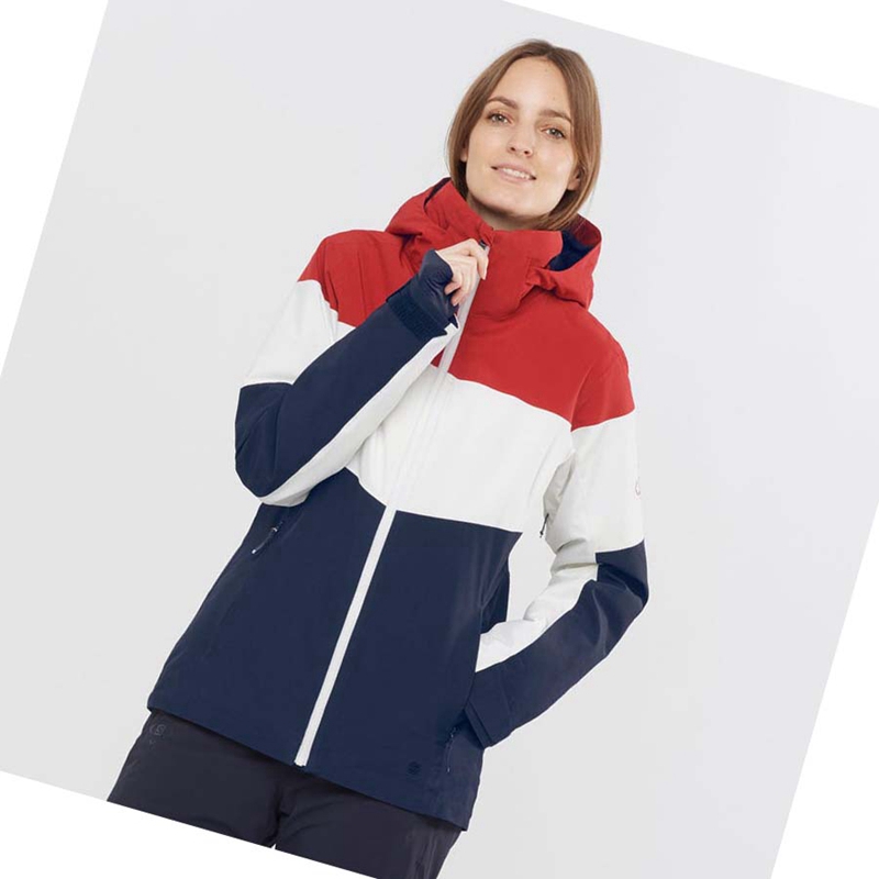 Women's Salomon SLALOM Ski Jackets White | 36528-NOTS