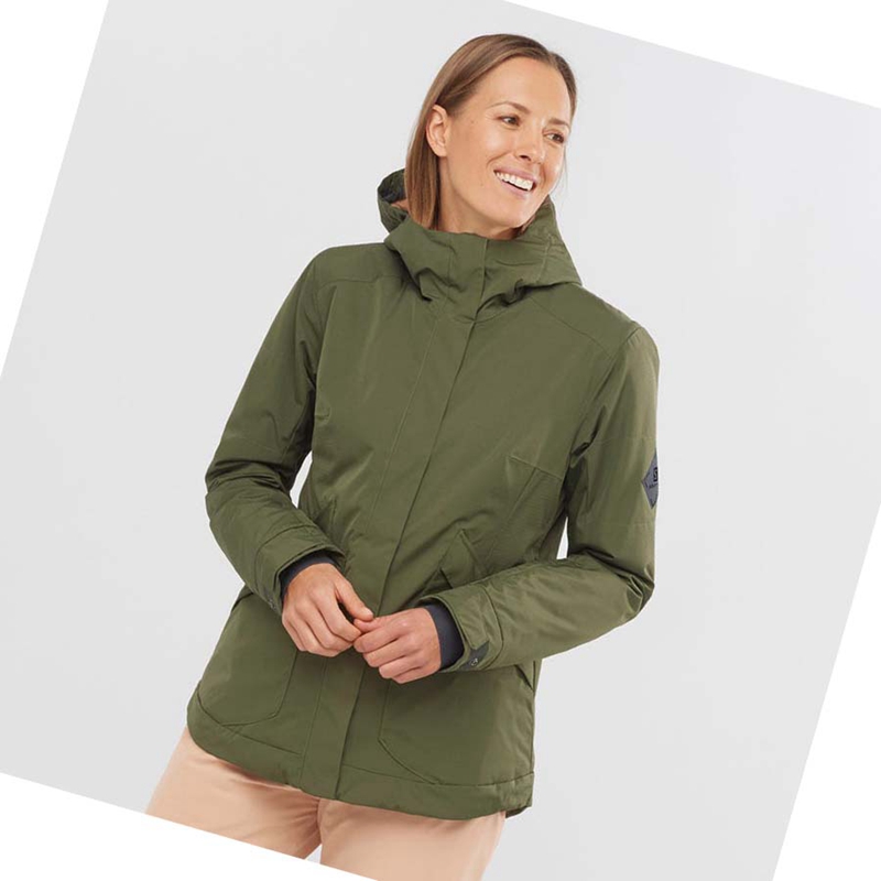 Women's Salomon SNOW REBEL Ski Jackets Olive | 56304-YPAU