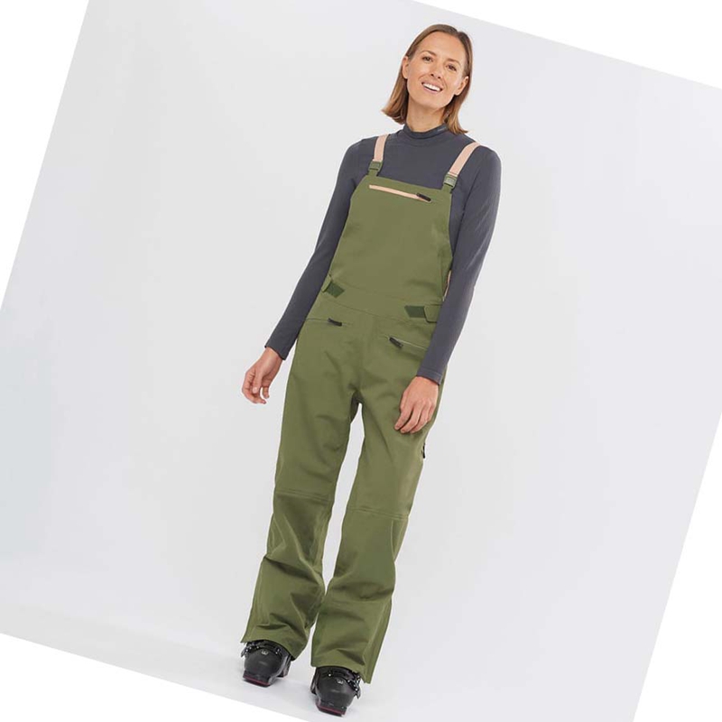 Women's Salomon STANCE 3L BIB Ski Pants Olive | 59214-HIWA