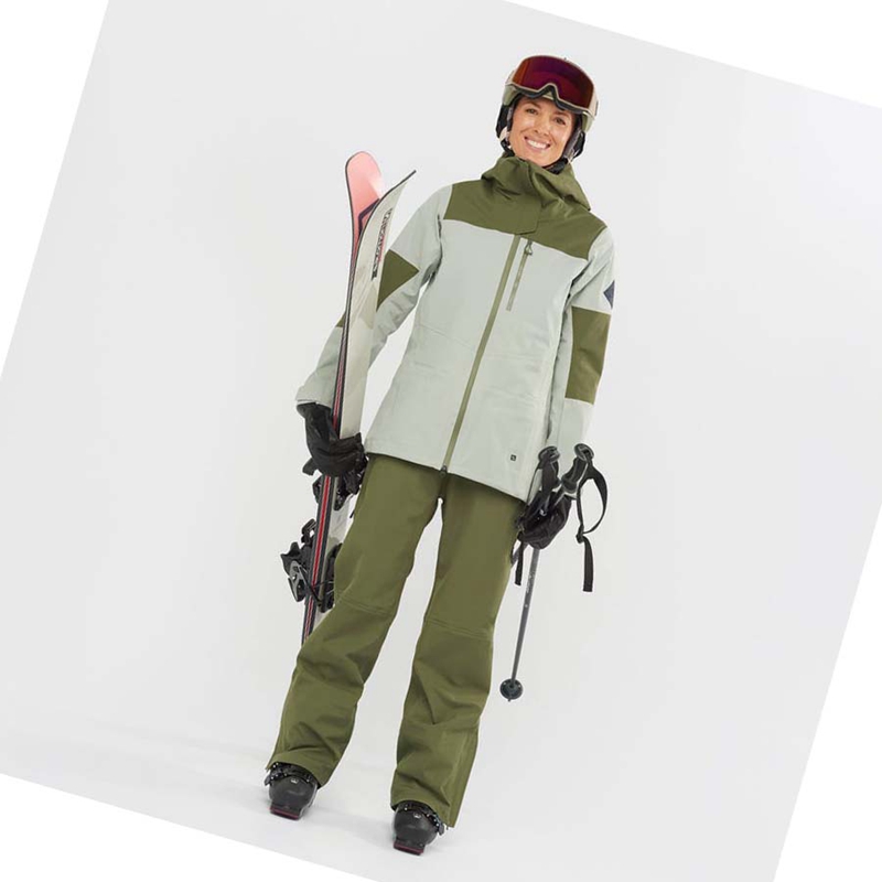 Women's Salomon STANCE 3L BIB Ski Pants Olive | 59214-HIWA