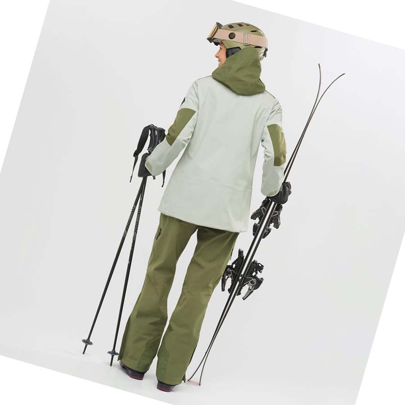 Women's Salomon STANCE 3L Ski Jackets Olive | 20854-HBXN