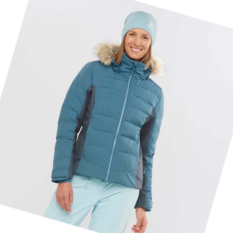 Women's Salomon STORMCOZY Ski Jackets Blue | 93021-RMPN