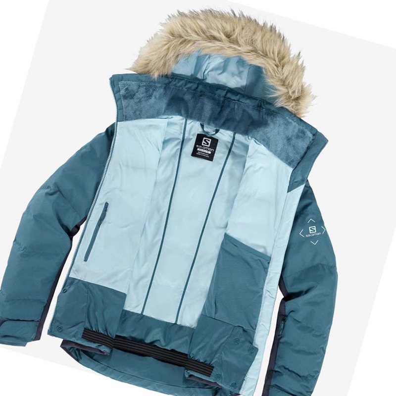 Women's Salomon STORMCOZY Ski Jackets Blue | 93021-RMPN