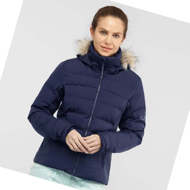 Women's Salomon STORMCOZY Ski Jackets Navy | 52918-HXZA