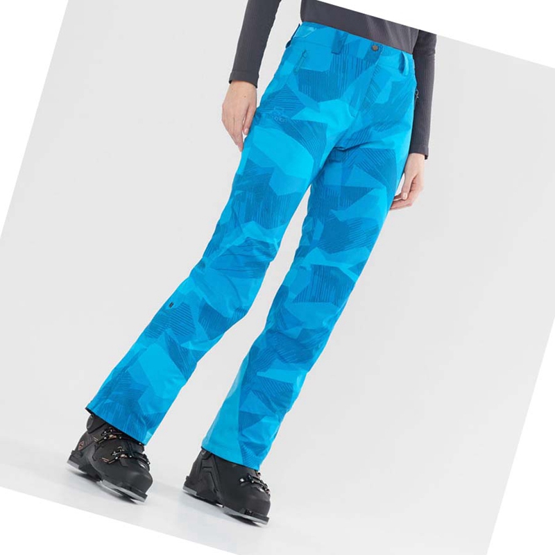 Women's Salomon THE BRILLIANT Ski Pants Blue / Black | 20384-RANM