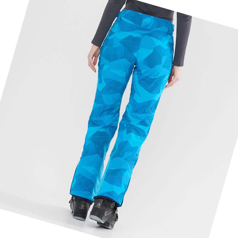 Women's Salomon THE BRILLIANT Ski Pants Blue / Black | 20384-RANM