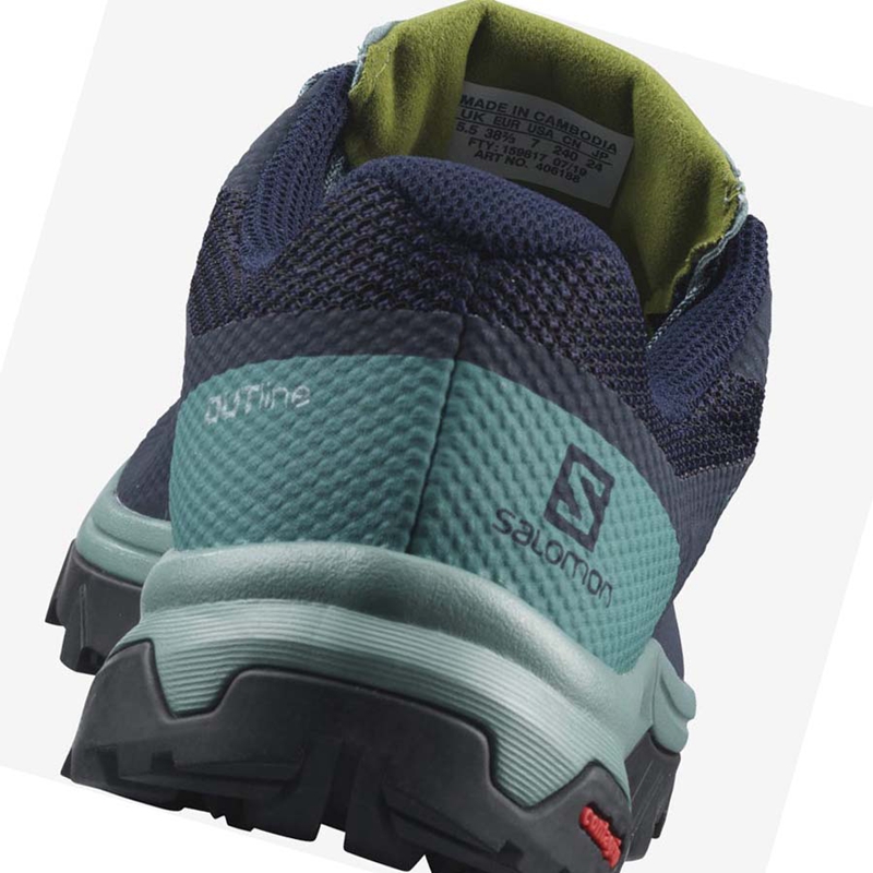 Women's Salomon WoOUTLINE GORE-TEX Hiking Shoes Black / Green | 29501-PIEA