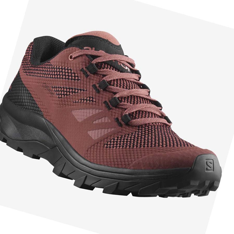 Women's Salomon WoOUTLINE GORE-TEX Hiking Shoes Red | 96027-KZWC