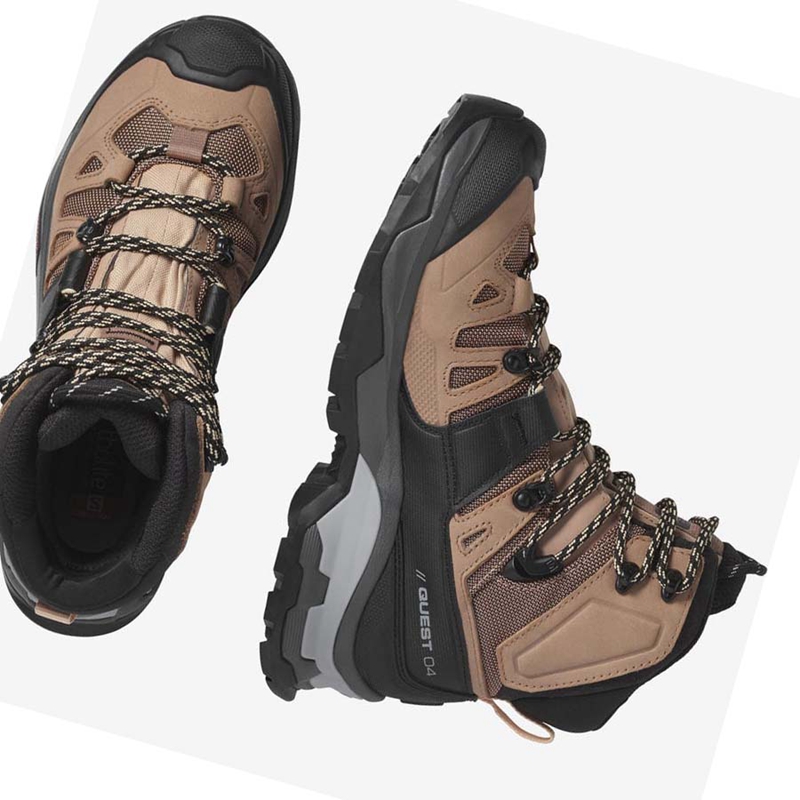 Women's Salomon WoQUEST 4 GORE-TEX Hiking Shoes Brown | 73964-YOWZ