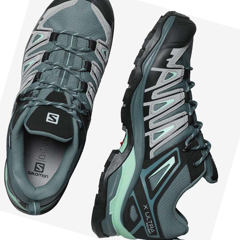 Women's Salomon WoX ULTRA PIONEER CLIMASALOMON™ WATERPROOF Hiking Shoes Green | 01548-DCUG