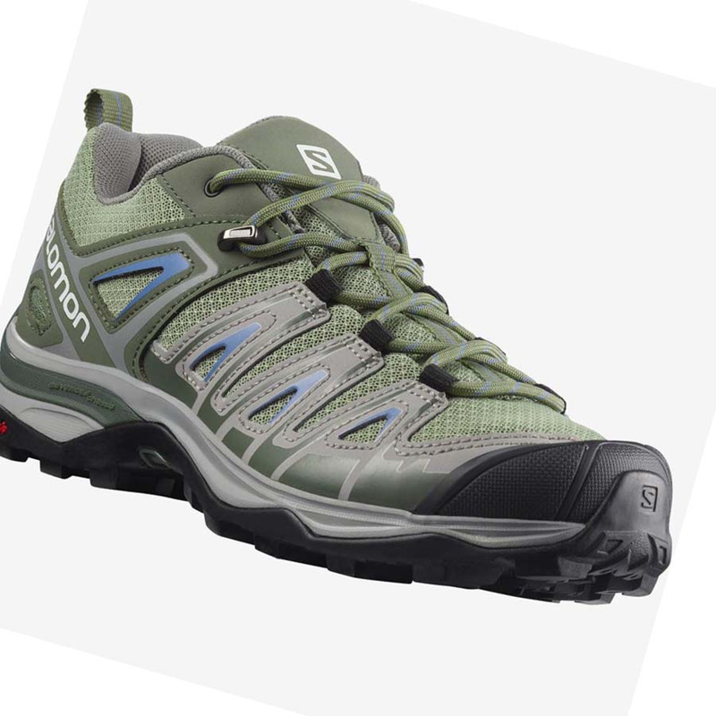 Women's Salomon WoX ULTRA PIONEER Hiking Shoes Green / Grey | 61843-EVUW