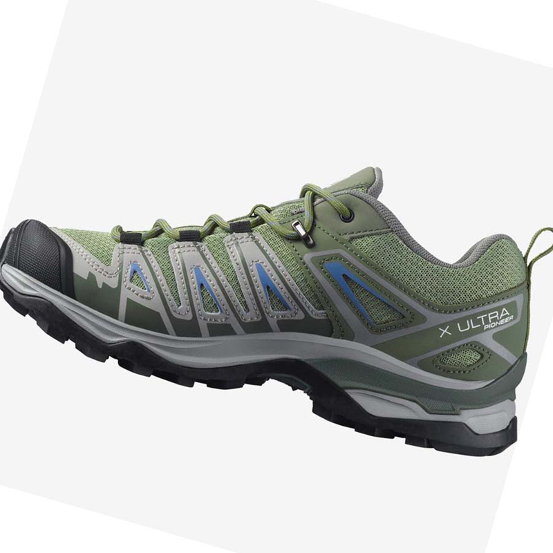 Women's Salomon WoX ULTRA PIONEER Hiking Shoes Green / Grey | 61843-EVUW