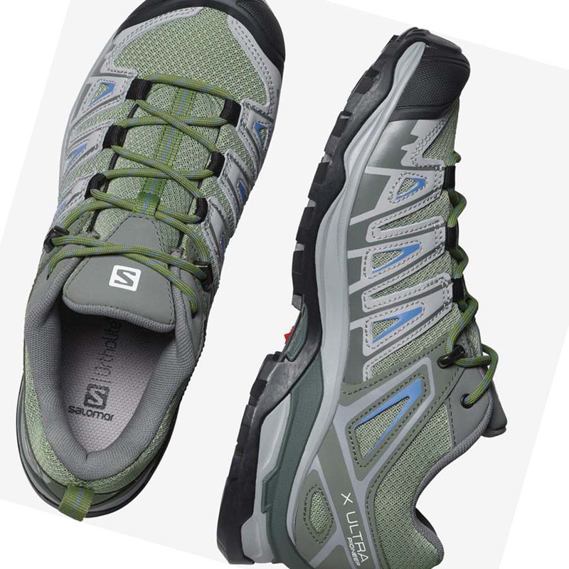 Women's Salomon WoX ULTRA PIONEER Hiking Shoes Green / Grey | 61843-EVUW