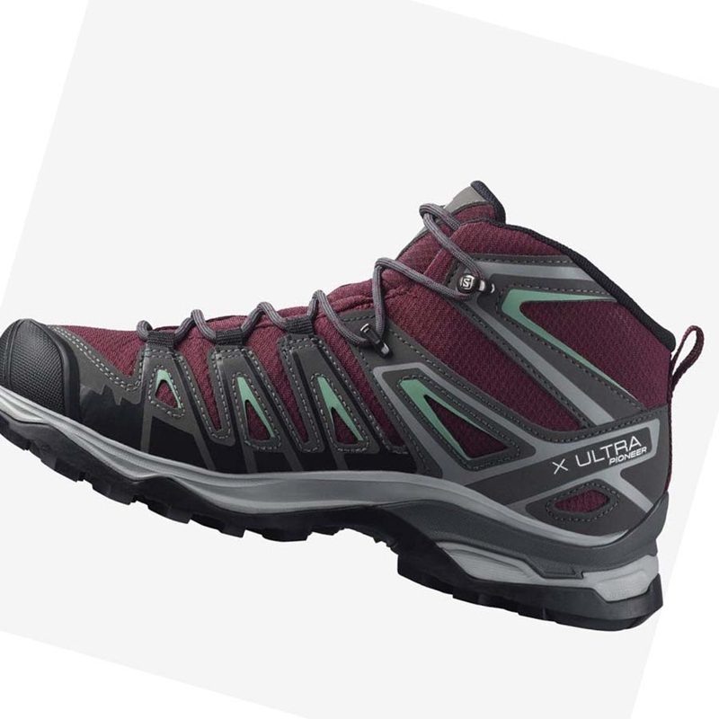 Women's Salomon WoX ULTRA PIONEER MID CLIMASALOMON™ WATERPROOF Hiking Shoes Red | 10823-LXCB