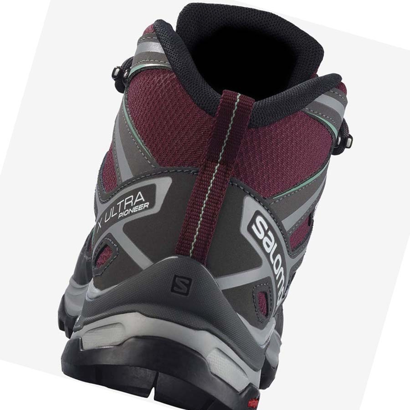 Women's Salomon WoX ULTRA PIONEER MID CLIMASALOMON™ WATERPROOF Hiking Shoes Red | 10823-LXCB