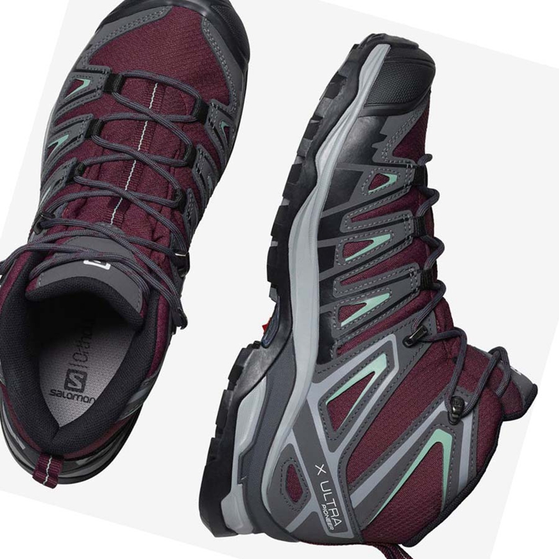 Women's Salomon WoX ULTRA PIONEER MID CLIMASALOMON™ WATERPROOF Hiking Shoes Red | 10823-LXCB