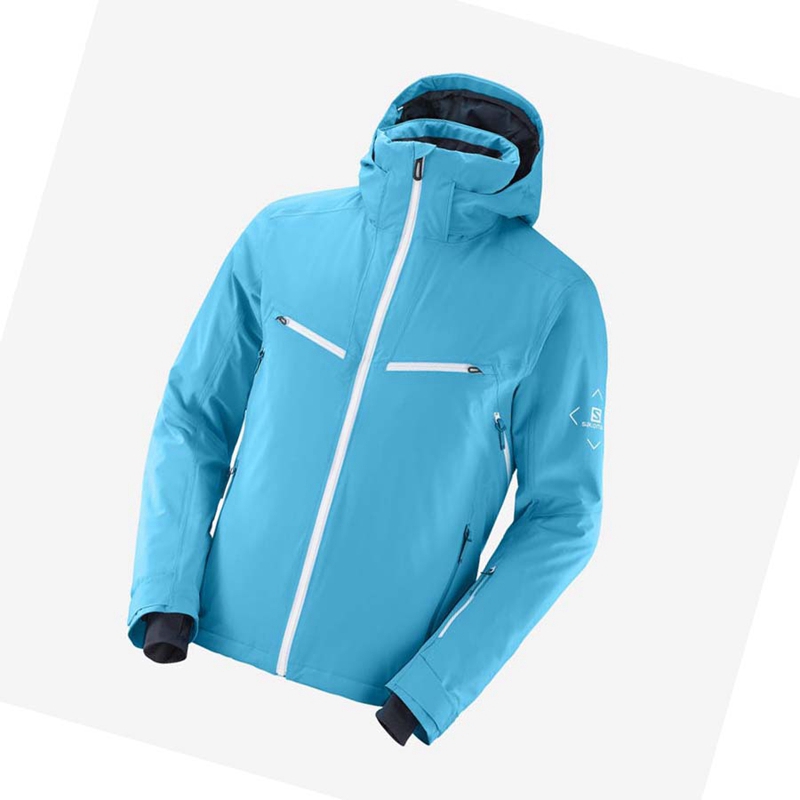 Men's Salomon BRILLIANT Ski Jackets Blue | 41765-MSVC