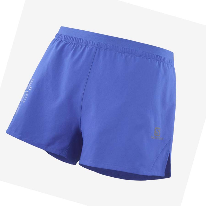 Men's Salomon CROSS 3'' Shorts Blue | 96357-QONK