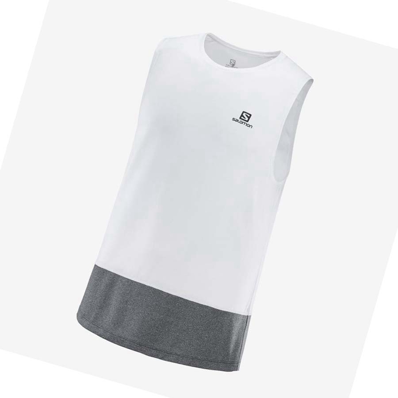 Men's Salomon CROSS RUN T Shirts White | 18602-DLZO