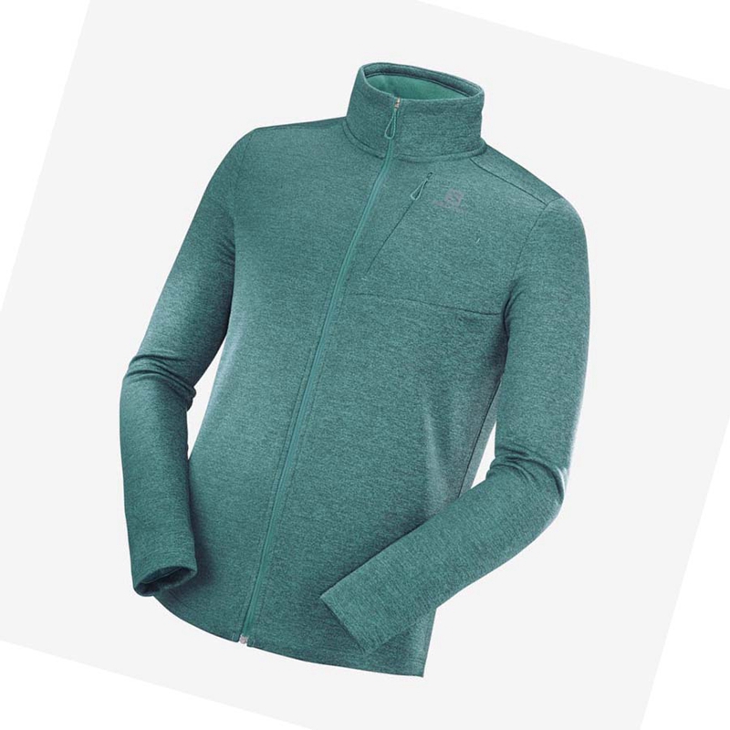 Men's Salomon ESSENTIAL LIGHTWARM HEATHER Hoodie Green | 53418-IYOZ