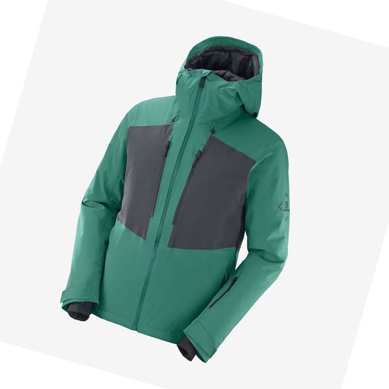 Men's Salomon HIGHLAND Ski Ski Jackets Green | 10247-EDLA