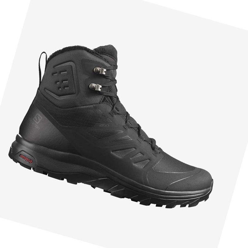 Men's Salomon OUTBLAST THINSULATE™ CLIMASALOMON™ WATERPROOF Winter Boots Black | 45290-MAPT