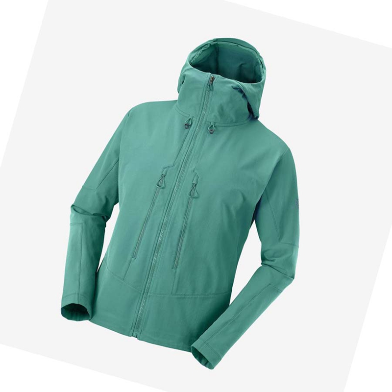 Men's Salomon OUTPEAK SOFTSHELL Jackets Green | 20619-BYIH