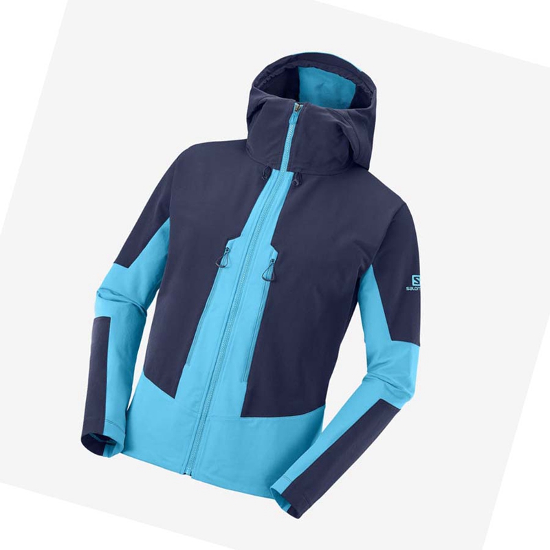 Men's Salomon OUTPEAK SOFTSHELL Jackets Blue | 31045-OSWR