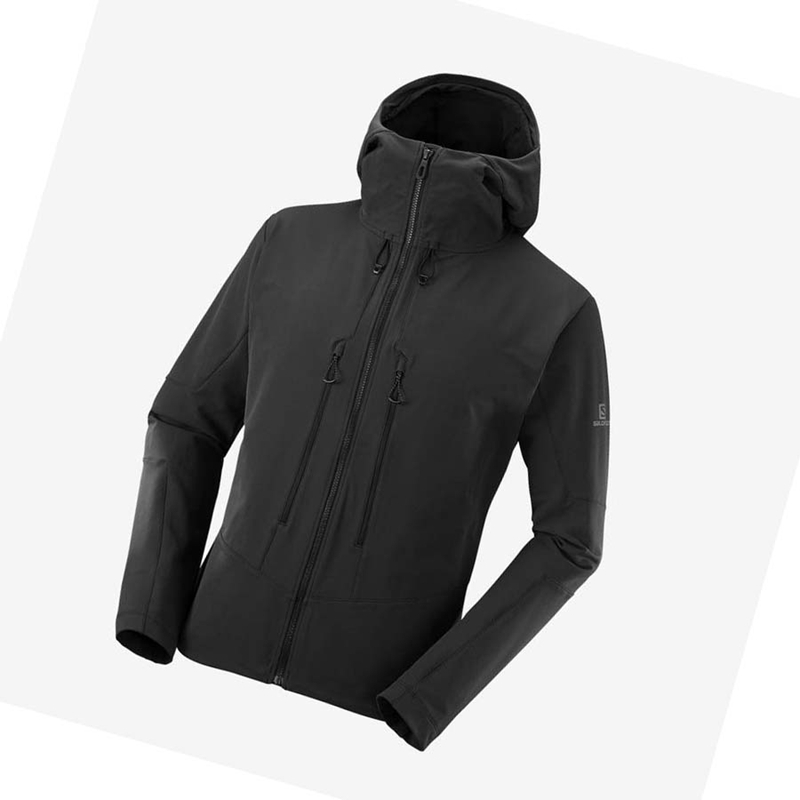 Men's Salomon OUTPEAK SOFTSHELL Jackets Black | 90235-CQNZ