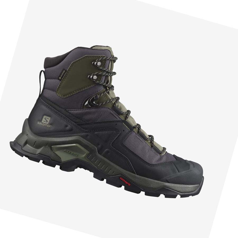 Men's Salomon QUEST ELEMENT GORE-TEX Hiking Shoes Black / Olive | 49812-LUYQ