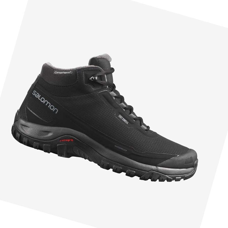 Men's Salomon SHELTER CLIMASALOMON™ WATERPROOF Winter Boots Black | 83261-XAVB