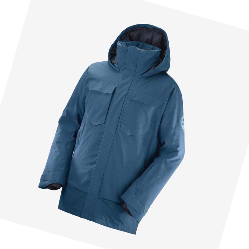 Men's Salomon STANCE CARGO Ski Jackets Blue | 32615-UPSL