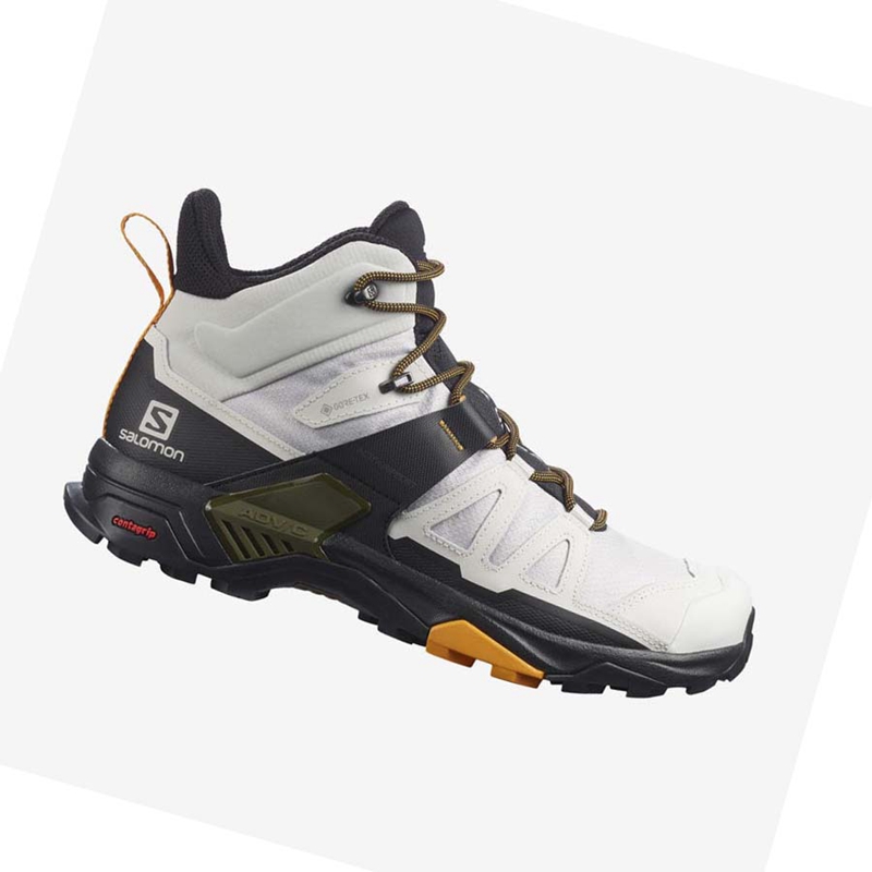 Men's Salomon X ULTRA 4 MID GORE-TEX Hiking Shoes White / Black | 53269-AKTL