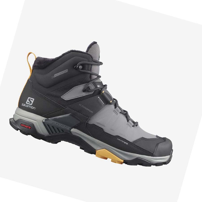 Men's Salomon X ULTRA 4 MID WINTER THINSULATE™ CLIMASALOMON™ Winter Boots Black / Grey | 06759-YLVW