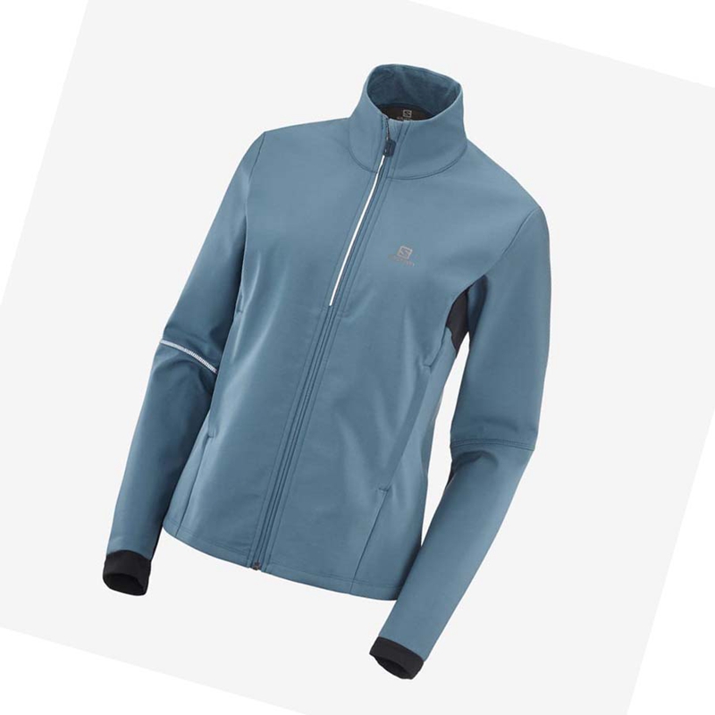 Women's Salomon AGILE SOFTSHELL Jackets Blue | 46821-CAPQ