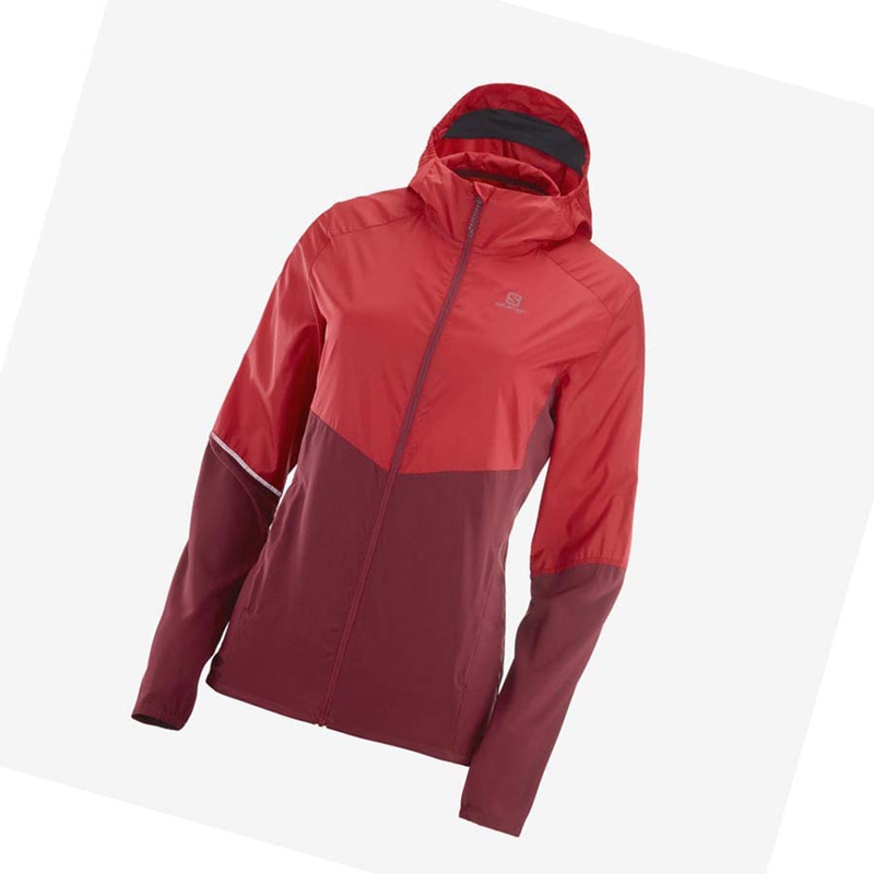 Women's Salomon AGILE WIND WINDBREAKERS Jackets Red | 98754-UONG