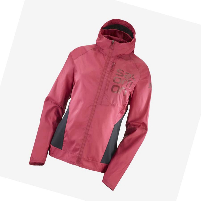 Women's Salomon BONATTI CROSS WIND WINDBREAKERS Jackets Red | 71392-HJNS