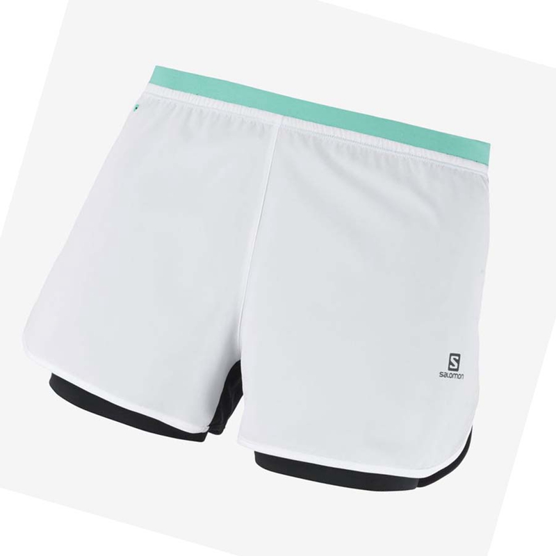 Women's Salomon CROSS 2IN1 Shorts White | 03482-MKWN